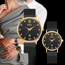 YaLaLuSi Stylish Large-Dial Watches for Men and Women: Minimalist Quartz Couple’s Watches for the Workplace Reloj