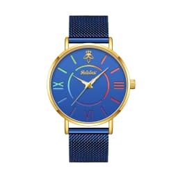 YaLaLuSi Rainbow Roman Numeral Men’s and Women’s Watches with Steel Straps – Quartz Wristwatches – Couples’ Watches – Gifts
