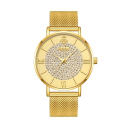 YaLaLuSi Fashionable Diamond-Set Dial Watches for Men and Women; Roman Numeral Mesh Strap Couple’s Watches Reloj