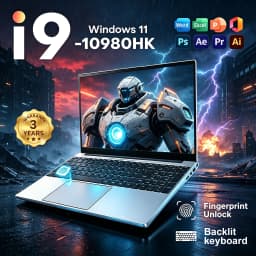 Intel 15.6 inch Laptop Intel Core I9 10980HK Notebook PC 16GB RAM 1TB SSD 1920*1080HD Office Gaming Study Home Use Computer Windows 11 Backlit Keyboard Fingerprint Unlock Laptop Computer