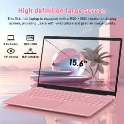15,6-Zoll-Laptop in Rosa, N95-Prozessor, 16 GB DDR4, 512 GB SSD, Entsperrung per Fingerabdruck, FHD-Display, hintergrundbeleuchtete Tastatur, Multi-Interface