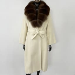 OFTBUY New Luxury Winter Clothes Outerwear Women Mid-Length 100% Wool Coat Real Fox Fur Collar Belted Wrap Woolen Jacket Female