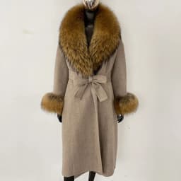 OFTBUY New Luxury Winter Clothes Outerwear Women Mid-Length 100% Wool Coat Real Fox Fur Collar Belted Wrap Woolen Jacket Female