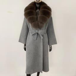 OFTBUY New Luxury Winter Clothes Outerwear Women Mid-Length 100% Wool Coat Real Fox Fur Collar Belted Wrap Woolen Jacket Female