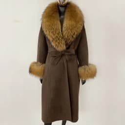 OFTBUY New Luxury Winter Clothes Outerwear Women Mid-Length 100% Wool Coat Real Fox Fur Collar Belted Wrap Woolen Jacket Female