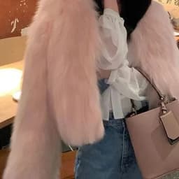 Women's Short Thickened Faux Fur Jacket 2025 New Autumn Winter Warm Stand Collar Casual Loose Fit Fashion Outerwear
