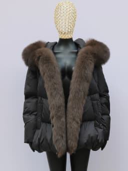 New Fashion Outerwear Puffer Jacket 2024 Women Coat White Duck Down Jacket Super Large Real Silver Fox Fur Collar Hooded