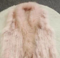 womens natural real rabbit fur vest with raccoon fur collar waistcoat/jackets with pocket rex rabbit knitted winter