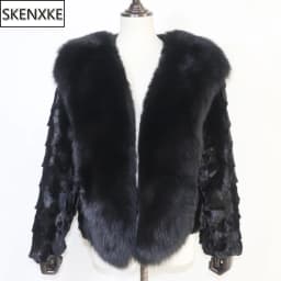 Real Mink Fur Coat For Women Winter Warm 100% Genuine Mink Fur Jacket With Fox Fur Collar Lady Quality Natural Mink Fur Overcoat