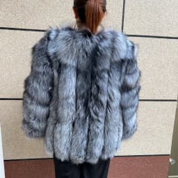 HUA QIU MEI SI Women's fox fur coat vertical stripe silver fox red fox fur coat women's natural fur coat