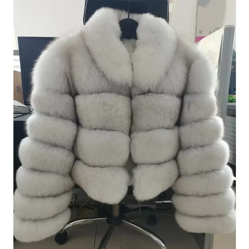2026 Maomaokong White Real Fur Jacket Women Winter Short Natural Fox Fur Lady Zipper Fur Coat Female Warm Jacket with Collar