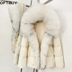 OFTBUY Raccoon Fur Hooded Down Clothes Women Duck Down Clothing Big Warm Thick Jacket with Fur for Women Winter Puffer Outerwear