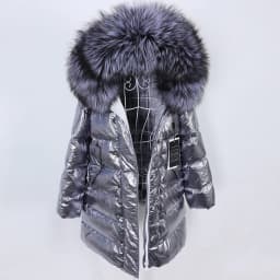 Maomaokong 2026 Winter Luxury Real Fox Raccoon Fur Collar Down Jacket Women Hooded Warm Puffer Coat Waterproof Outerwear Parkas