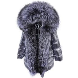 Maomaokong 2026 Winter Luxury Real Fox Raccoon Fur Collar Down Jacket Women Hooded Warm Puffer Coat Waterproof Outerwear Parkas