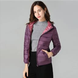 SEDUTMO Winter Double Sided Duck Down Coat Women Casual Short Hooded Puffer Jacket Autumn Thin Parkas ED1339