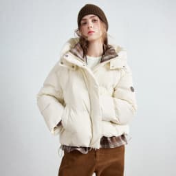 TOYOUTH Women Down Jacket 2026 Winter New Plaid Spliced Quilted 90% White Duck Down Layering Outerwear