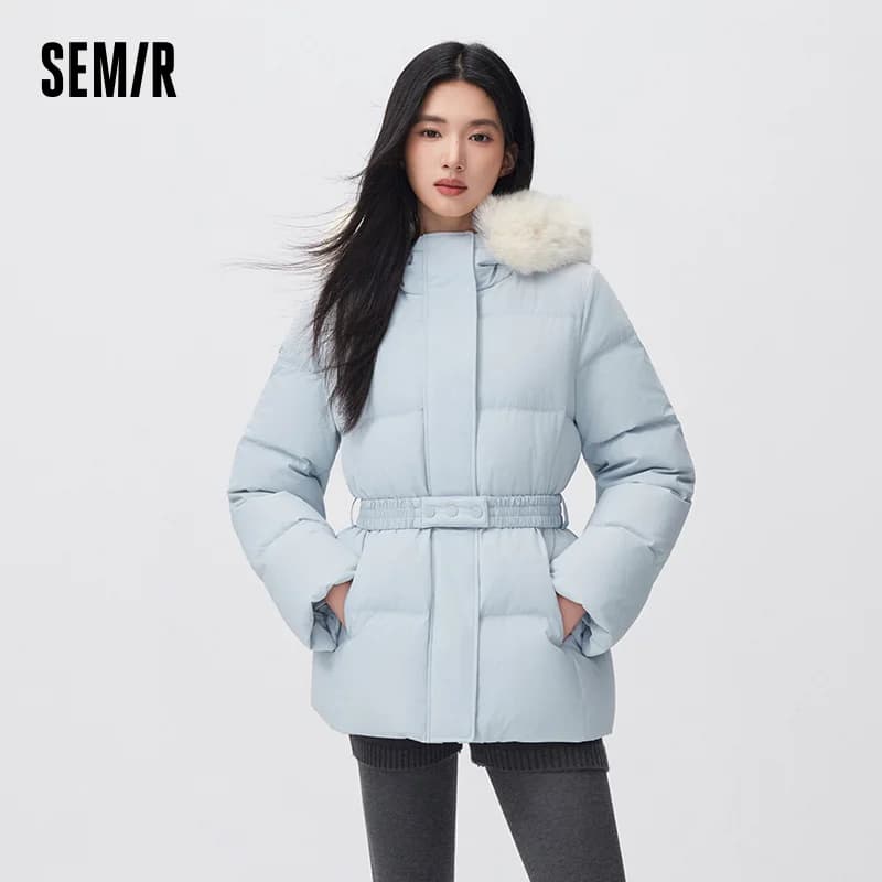 Semir Women Down Jacket Mid Length Water Repellent Windproof 90 Percent Down Fill Plush Collar Modern Style 2026 New