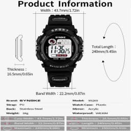 Synoke Kids Digital Sport's Watches Fashion PU Strap Led Waterproof Boy Girl Military Wristwatch Student Alarm Clock