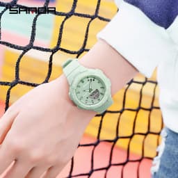 SANDA 6005 Dual Display Electronic Watches Fashion Outdoor Leisure Silicone Strap Student Wrist Watch for Boy and Girl