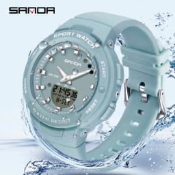 SANDA 6005 Dual Display Electronic Watches Fashion Outdoor Leisure Silicone Strap Student Wrist Watch for Boy and Girl