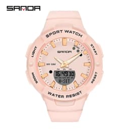 SANDA 6005 Dual Display Electronic Watches Fashion Outdoor Leisure Silicone Strap Student Wrist Watch for Boy and Girl