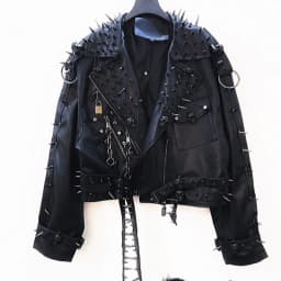 Unique Leather jacket y2k Leather jacket Gothic Leather jacket Punk Leather jacket Hiphop Leather jacket rivet Leather jacket