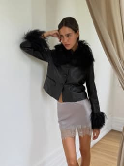 Women Faux Leather Coat With Faux Fur Spliced Collar & Cuffs Single‑breasted Button Long Sleeve Coats Autumn Vintage Lady Jacket