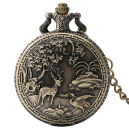 Vintage Bronze Wild Animal Pattern Necklace Watches Wolf/Eagle/Deer/Bear/Horse/Birds Retro Elegant Quartz Pocket Clock