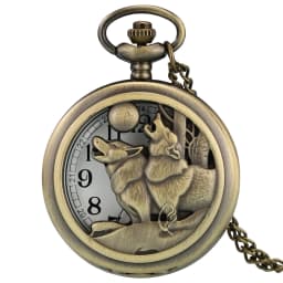 Vintage Bronze Wild Animal Pattern Necklace Watches Wolf/Eagle/Deer/Bear/Horse/Birds Retro Elegant Quartz Pocket Clock