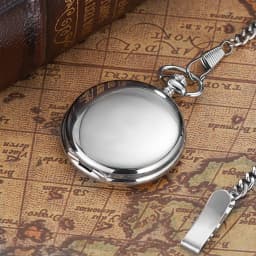 New OYW Brand Stainless Steel Men Fashion Casual Pocket Watch Skeleton Dial Silver Hand Wind Mechanical Male Fob Chain Watches