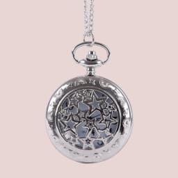 Silver Fine Chain Large Starry Hollow Classical Pocket Watch With Five Pointed Star Relief Hollow Retro Silver Pocket Watch