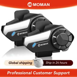 Moman Motorcycle Intercom H2S Motorbike Helmet Speaker 2-Way 1000M Communication Headset with Triple Noise Cancellation Hi-Fi