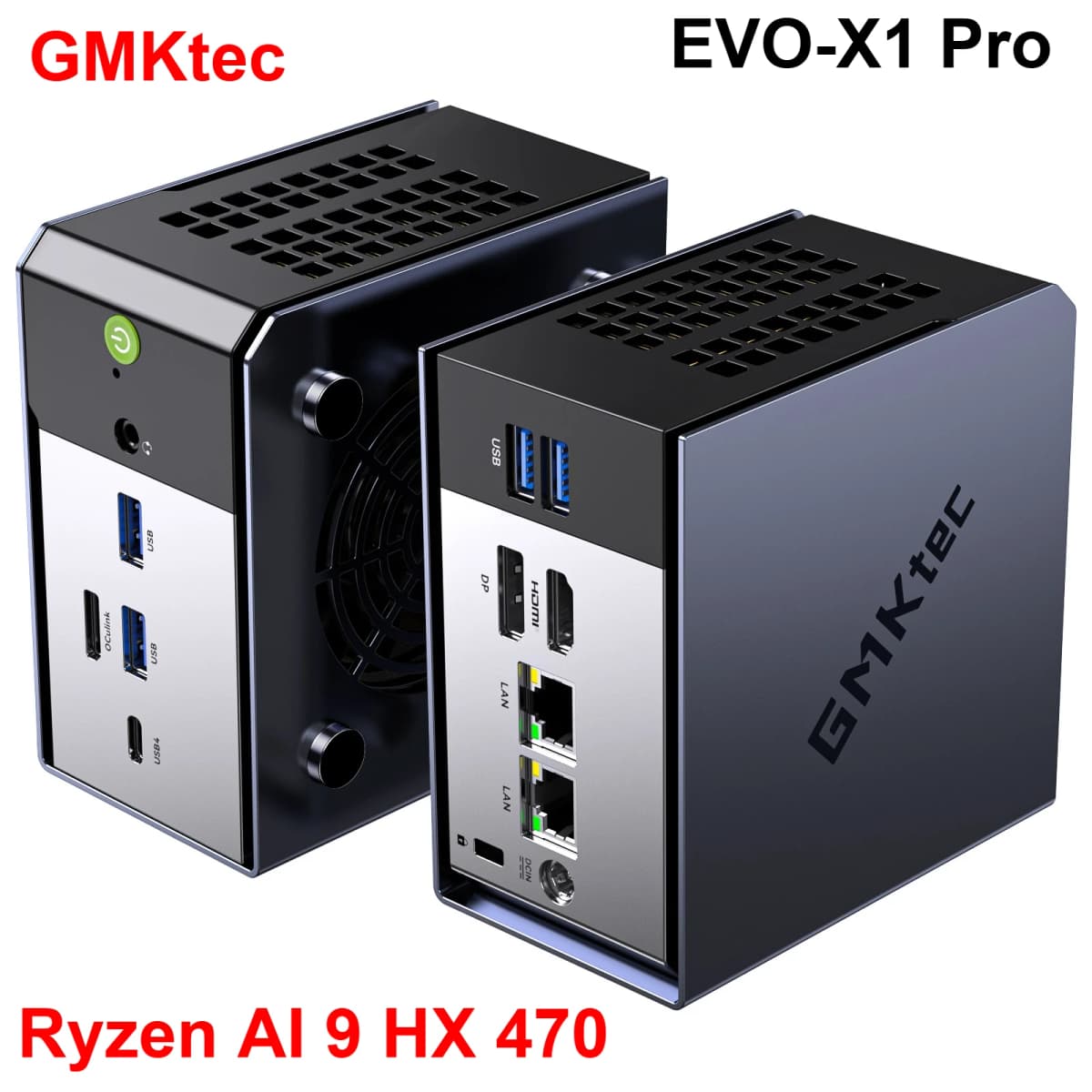 GMKtec EVO-X1 Pro Ryzen AI 9 HX 470 Powerful AI PC LPDDR5 64GB 2*M.2 2280 SSD WIFI7 BT5.4 Windows 11 Pro Mini PC Gaming Computer
