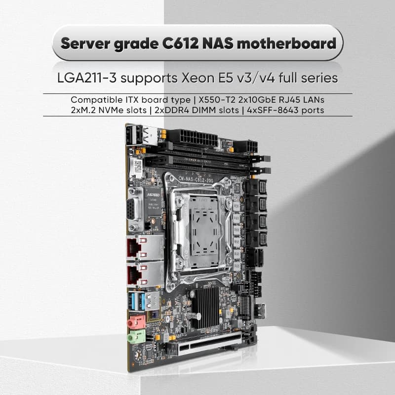 Topton 2x 10GbE LAN C612 ITX NAS Motherboard Intel LGA2011-3 XEON E5 V4 V3 Max 10*SATA 4*NVMe PCIE X16 Firewall Server Mainboard