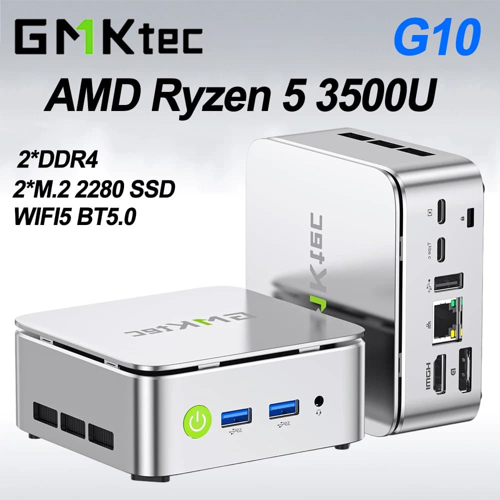 GMKtec G10 AMD Ryzen 5 3500U MINI PC Windows 11 Pro DDR4 M.2 SSD WIFI5 BT5.0 2.5G LAN Desktop Office Mini PC Gamer Computer