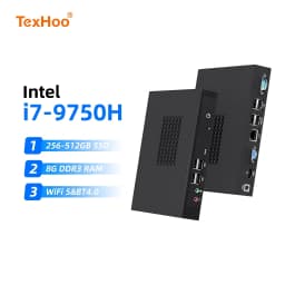 TexHoo Mini PC Intel I5-7300HQ/I7-9750H ITX Portable PC Win 10 Pro 8GB DDR3L 256GB SSD WiFi+BT 4K@60Hz Office Mini Computer