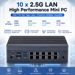 Qotom 10x 2.5G LAN Fanless Mini PC Q31100GT I226-V 6305 i5-1135G7 i7-1185G7 i5-11300H Firewall Router Network Appliance