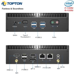 Fanless Mini PC 13th Gen Intel i7 1355U i5 1335U 2*2.5G LAN PCIE4.0 DDR4 Tunderbolt 4 eGPU Desktop PC Gamer Mini Computer WiFi6