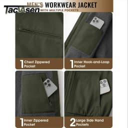 TACVASEN Men's Hooded Work Sherpa Insulated Jacket Winter Fleece Lined Duck Heavy Duty Canva Cotton Coat with Hoodie Waterproof