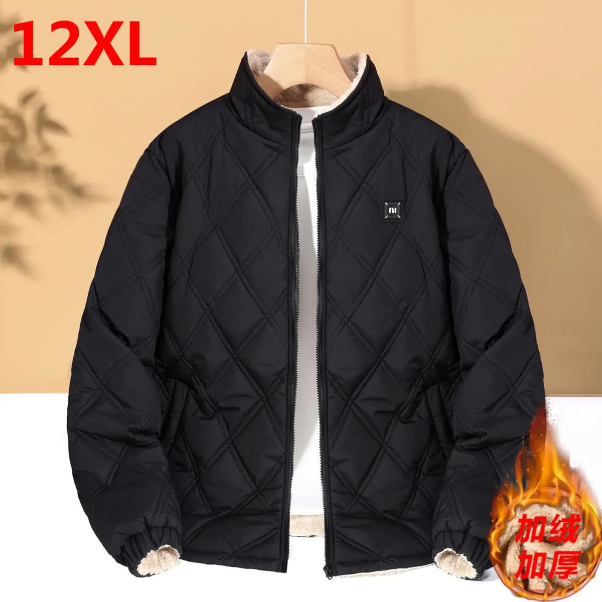 Men's Big and Tall Cotton Coat New Winter Quilted Lined Jacket Plus Size Padded Coat for Seniors Fit for 170kg 12XL