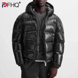PFHQ 2026 Autumn Winter Hooded Cotton Jacket Casual Solid Color Darkwear Hat Streetwear Male Tops New Fashion Parkas 21Z7361