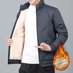 Stylish Men's Cotton Jacket Autumn Winter Lamb Velvet Warm Stand Collar Fleece Large Size Outdoor Windproof Waterproof Coat