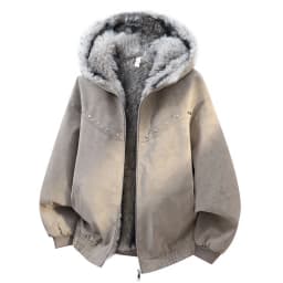 Mens Simple Fashion Parkas Versatile High Grade Parkas New Mens Fleece Lined Thickened Washed Coat Brand Loose Fashion Coat