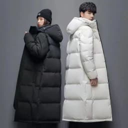 Winter Thickened down Cotton Jacket Men's Long Coat Couple Outerwear over Knee Ultra-Long Student Men Women Outerwear