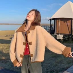 Double-Sided Wear Faux Suede Women's Jacket Autumn Winter 2025 New Small Size Spring Fall Versatile Faux Lamb Fur Coat