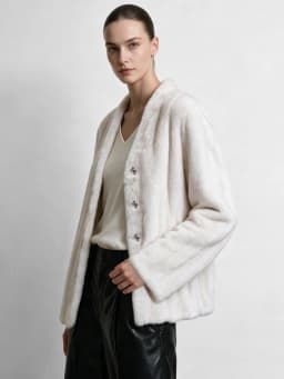 Amii V-Neck Faux Fur Coat Long Sleeve Warm Casual Minimalist Luxury Soft 2026 Winter Women's Fur Coat 12644057