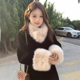 Women Faux Fur Long Coats Jackets Turn Down Collar Coat Thick Warm Y2k Streetwear Jacket Elegant Work Outerwear Autumn Winter