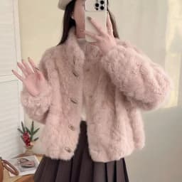 Winter Ladies Stand Collar Faux Fur Outwear Korean Women High-end Short Fur Jacket Autumn Female Fashion Long Sleeved Plush Coat