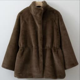 Oversized Women Faux Mink Fur Coat, Stand Collar Mid‑Length Warm Plush Autumn Winter Outerwear With Drawstring Waist