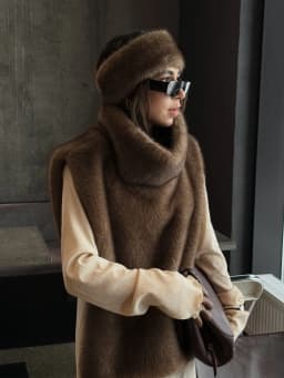 Women Stand Collar Faux Fur Vest Chic Solid High Collar Sleeveless Loose Waistcoat Casual 2026 New Lady Daily Street Short Vests